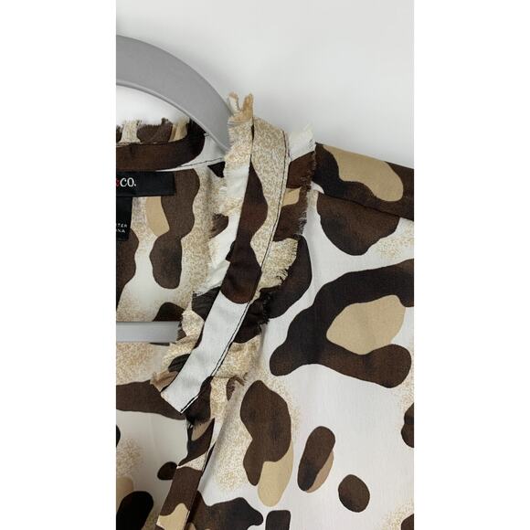 Style & Co Women's Button Down Shirt Collar Ruffles Leopard Print Size 18 NWOT - Picture 4 of 7